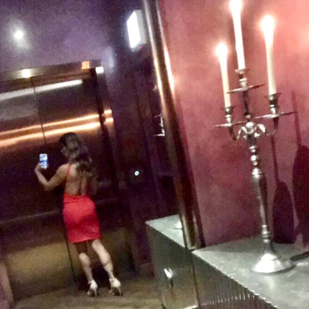 Akira low back red dress